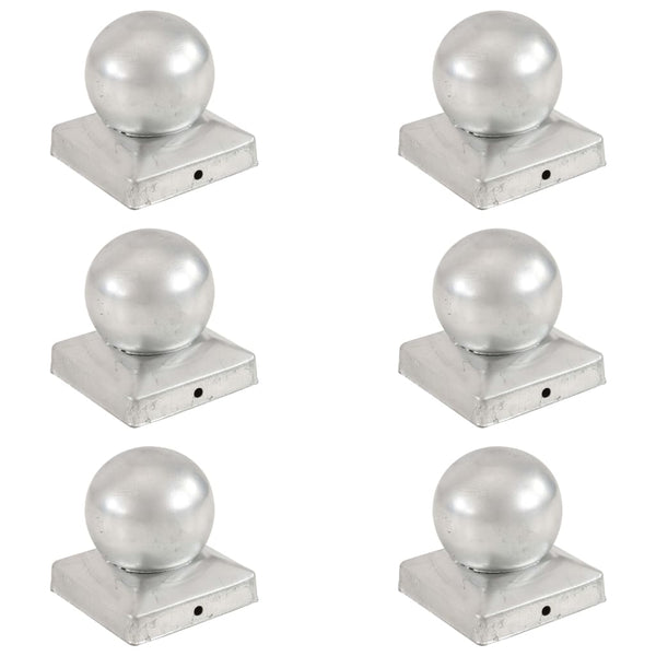 Pfostenkappen 6 Stk. Kugelform Verzinktes Metall 91 x 91 mm