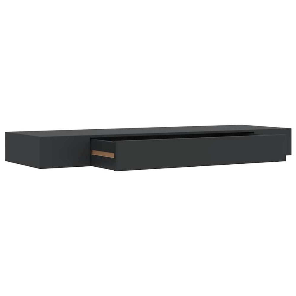 Schweberegal mit Schublade Schwarz 80x25x8 cm