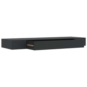 Schweberegal mit Schublade Schwarz 80x25x8 cm