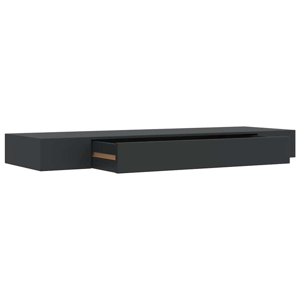 Schweberegal mit Schublade Schwarz 80x25x8 cm