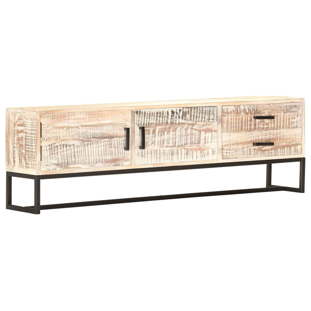 vidaXL Meuble TV blanc 140 x 30 x 45 cm en bois d'acacia massif