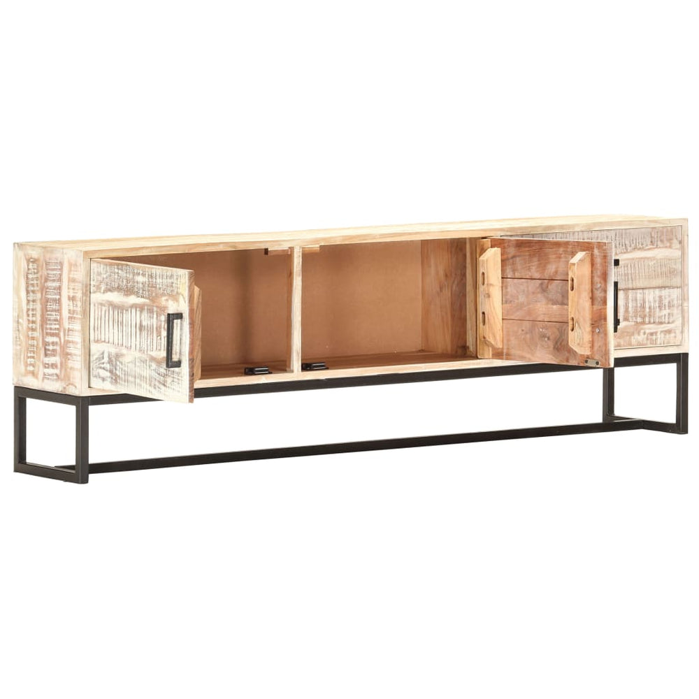 vidaXL Meuble TV blanc 140 x 30 x 45 cm en bois d'acacia massif