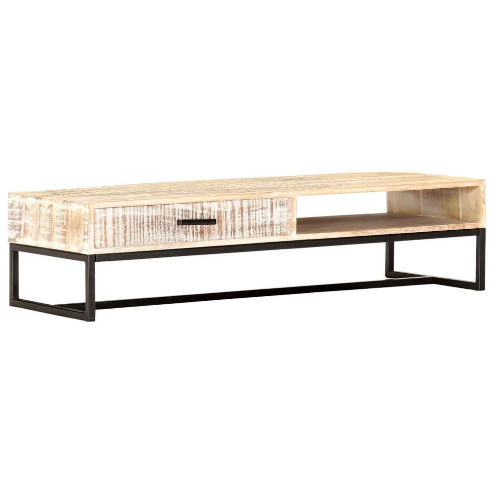 Couchtisch Weiß 117 × 50 × 30 cm Massivholz Akazie