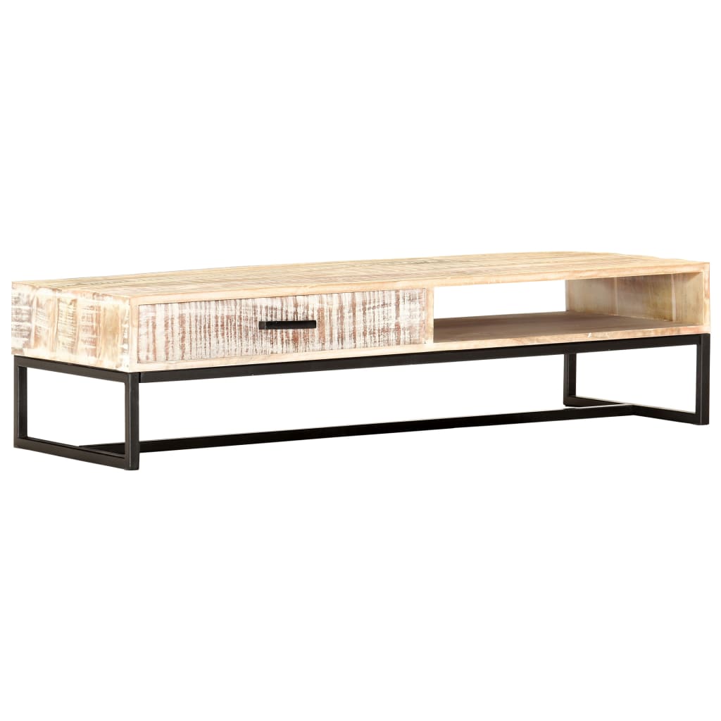 Couchtisch Weiß 117 × 50 × 30 cm Massivholz Akazie