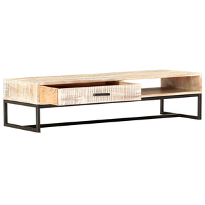 Couchtisch Weiß 117 × 50 × 30 cm Massivholz Akazie
