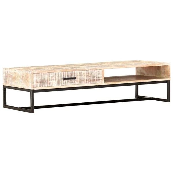 Couchtisch Weiß 117 × 50 × 30 cm Massivholz Akazie