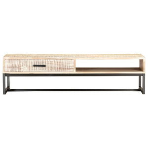 Couchtisch Weiß 117 × 50 × 30 cm Massivholz Akazie