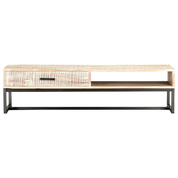 Couchtisch Weiß 117 × 50 × 30 cm Massivholz Akazie
