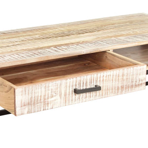Couchtisch Weiß 117 × 50 × 30 cm Massivholz Akazie