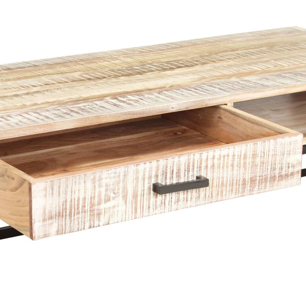 Couchtisch Weiß 117 × 50 × 30 cm Massivholz Akazie