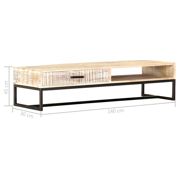 Couchtisch Weiß 117 × 50 × 30 cm Massivholz Akazie