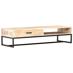 Couchtisch Weiß 117 × 50 × 30 cm Massivholz Akazie