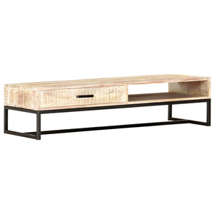 Couchtisch Weiß 117 × 50 × 30 cm Massivholz Akazie