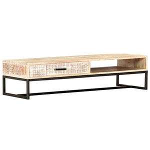 Couchtisch Weiß 117 × 50 × 30 cm Massivholz Akazie