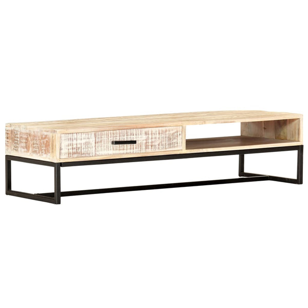 Couchtisch Weiß 117 × 50 × 30 cm Massivholz Akazie