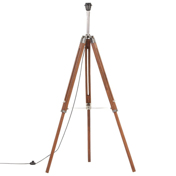 Stativlampe Honigbraun und Weiß Teak Massivholz 141 cm