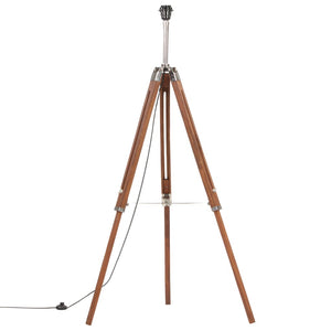 Stativlampe Honigbraun und Schwarz Teak Massivholz 141 cm