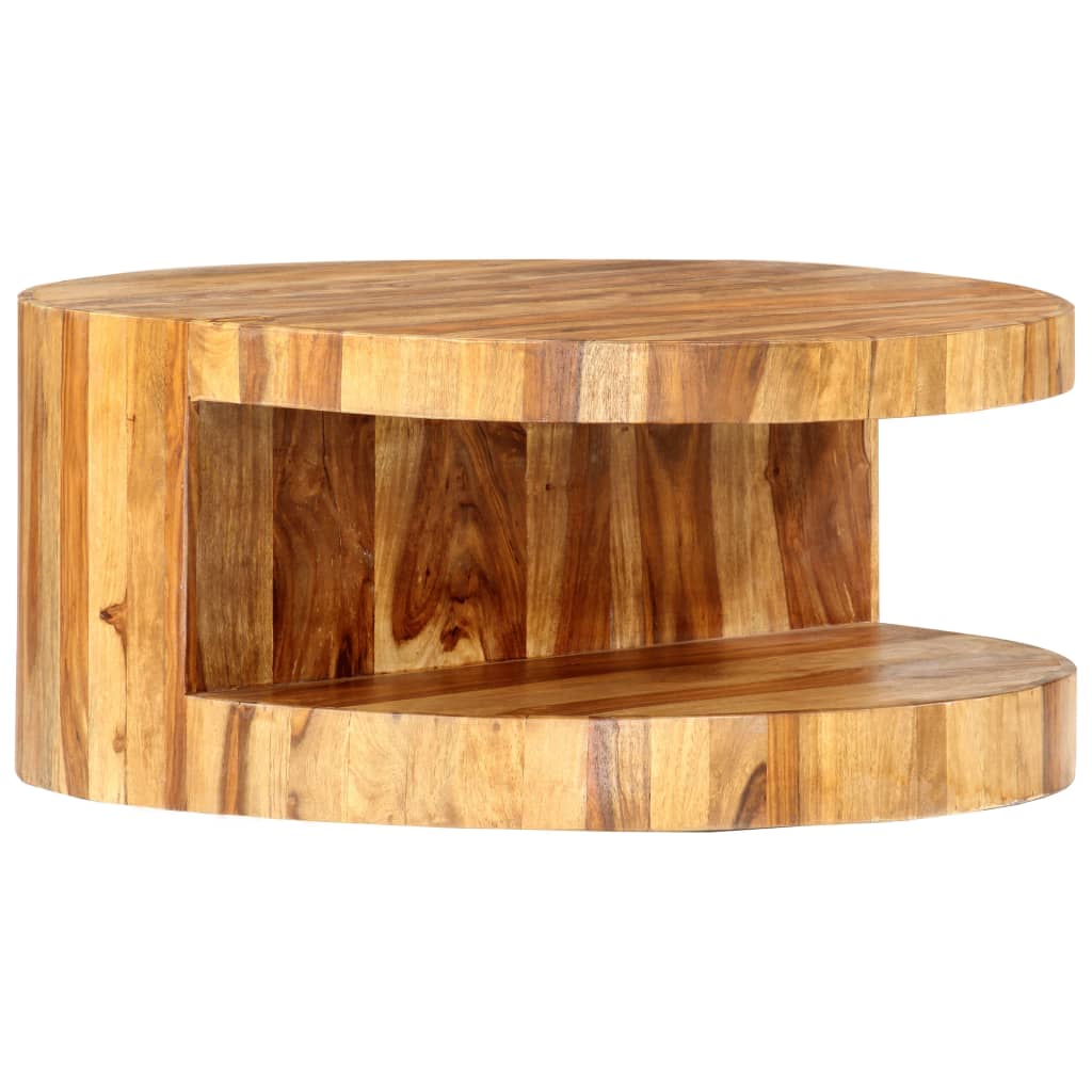 Couchtisch Rund 65×30 cm Massivholz Akazie