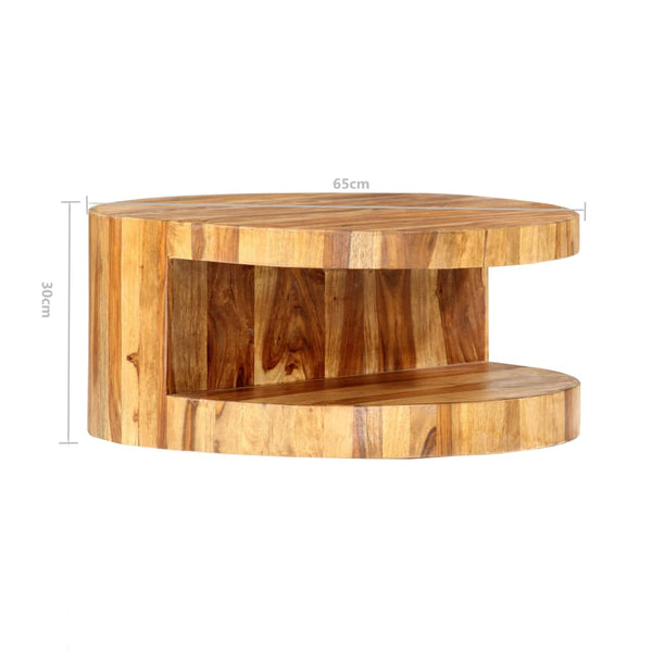 Couchtisch Rund 65×30 cm Massivholz Akazie