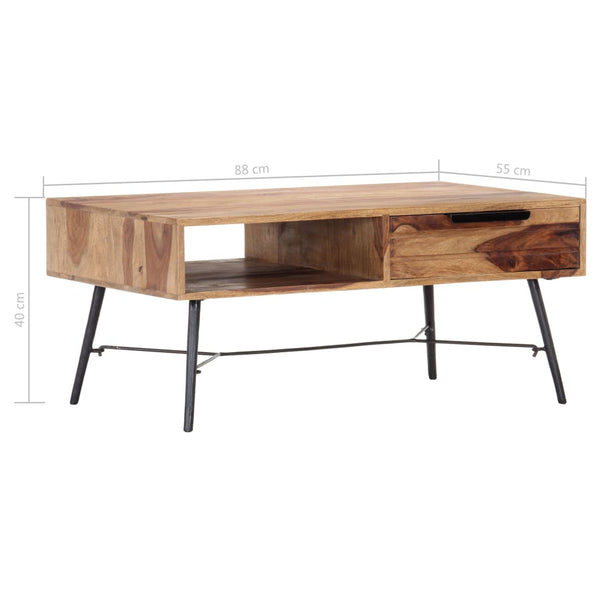 Couchtisch 88x55x40 cm Massivholz Akazie