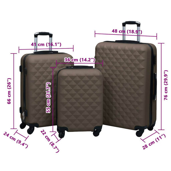 3-teiliges Hartschalen-Trolley-Set Braun ABS