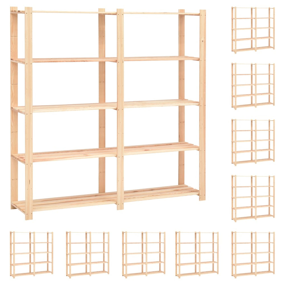Lagerregale 5 Böden 10 Stk 170x38x170cm Massivholz Kiefer 500kg