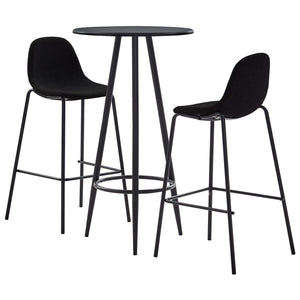 3-tlg. Bar-Set Stoff Schwarz