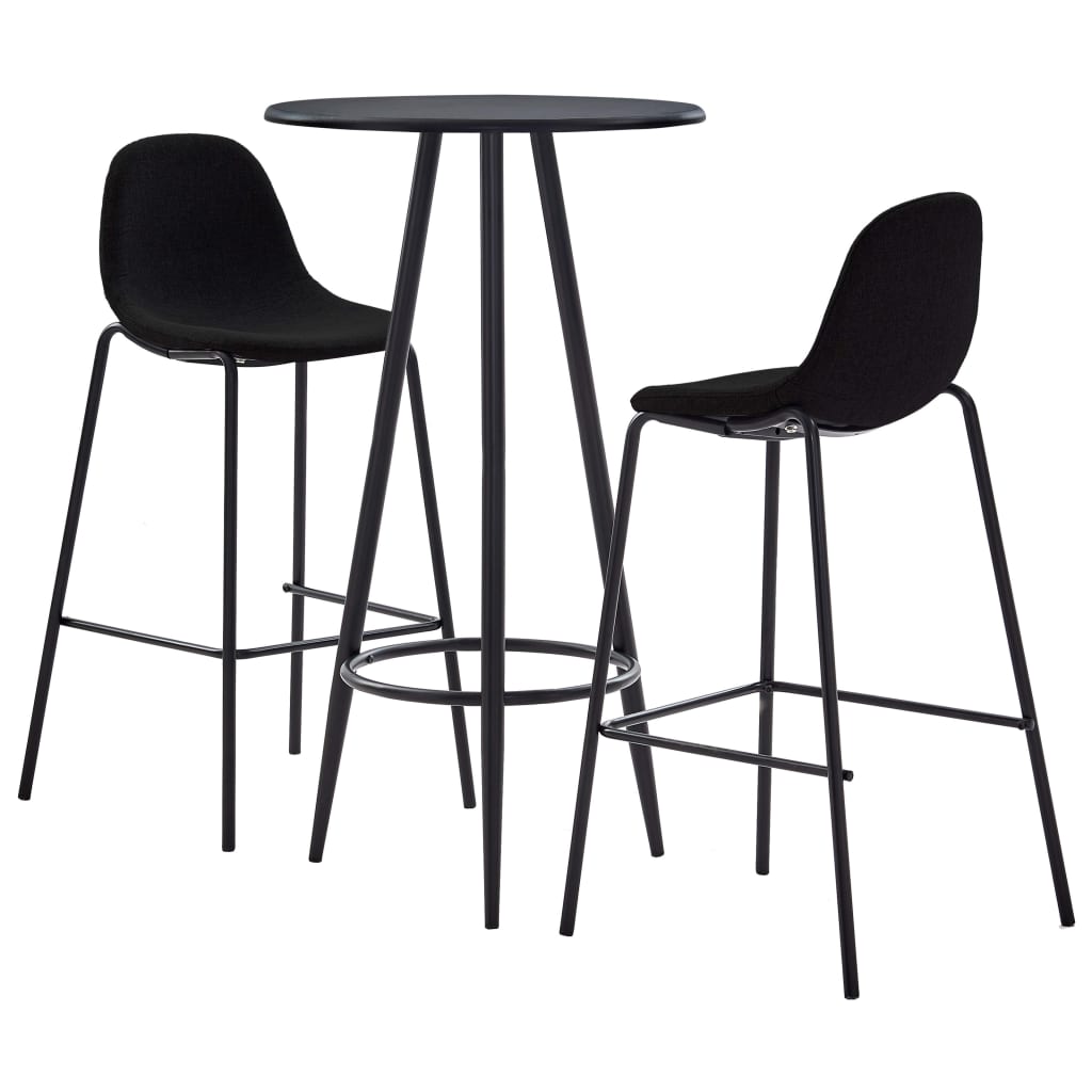 3-tlg. Bar-Set Stoff Schwarz