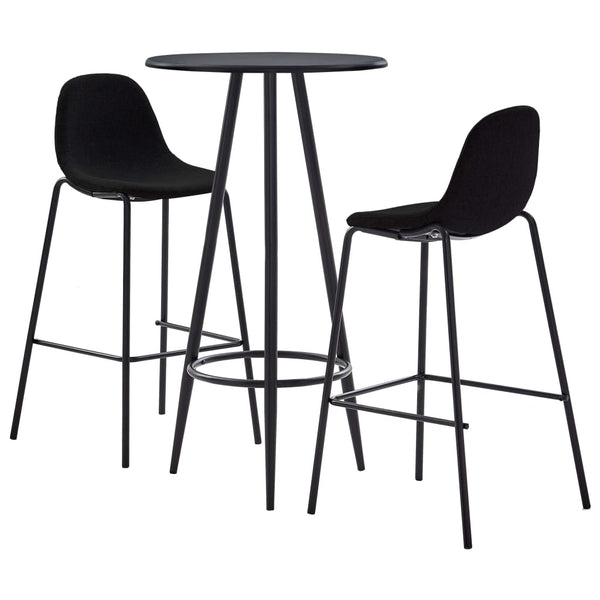 3-tlg. Bar-Set Stoff Schwarz