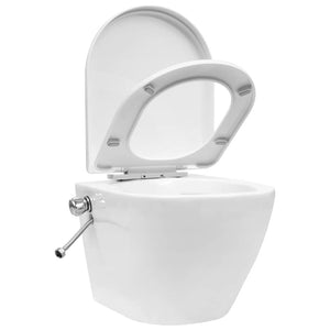 Wand-WC ohne Spülrand mit Bidet-Funktion Keramik Weiß