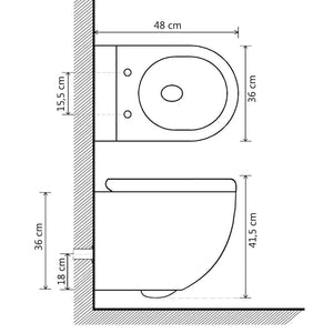 Wand-WC ohne Spülrand mit Bidet-Funktion Keramik Weiß
