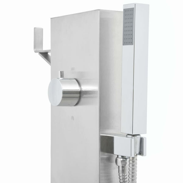 Gartendusche mit Bodenelement WPC Edelstahl
