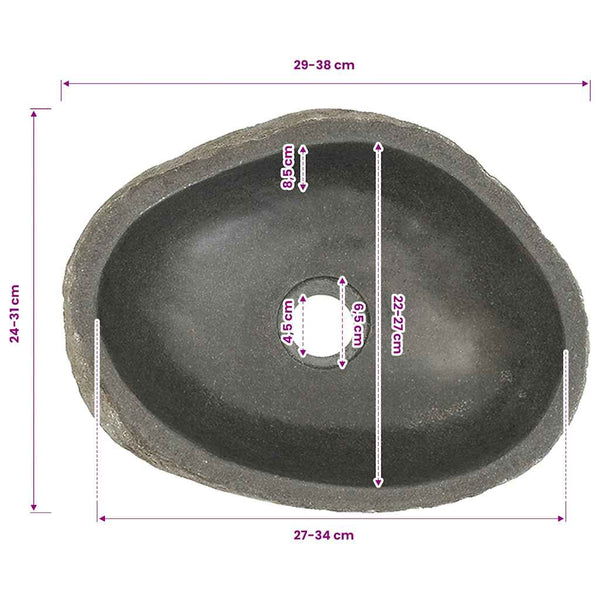 Waschbecken Flussstein Oval (29-38)x(24-31) cm