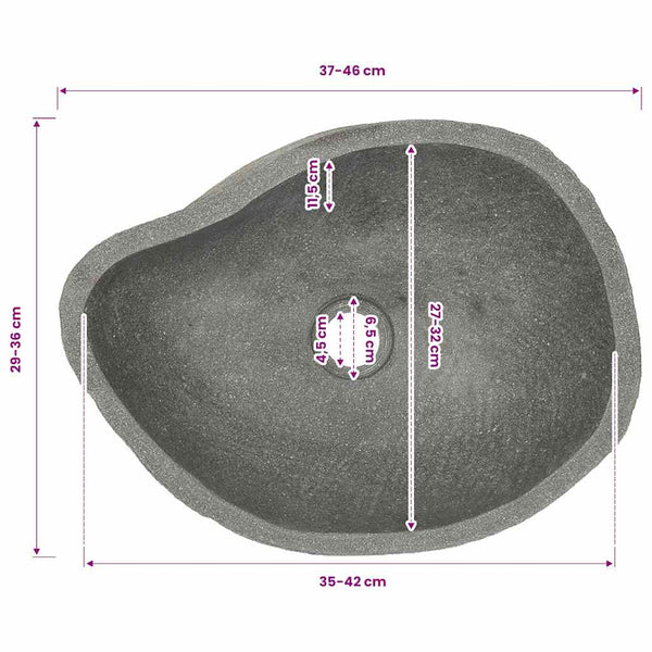 Waschbecken Flussstein Oval (37-46)x(29-36) cm