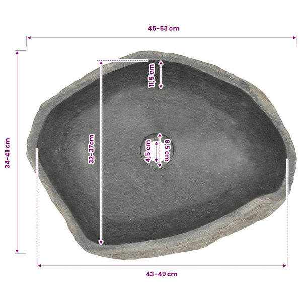 Waschbecken Flussstein Oval (45-53)x(34-41) cm