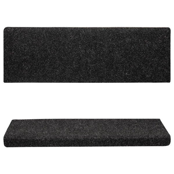 Stufenmatten Selbstklebend 15 Stk. 65x21x4 cm Schwarz Rechteckiger Rand