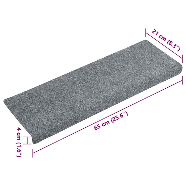 Stufenmatten Selbstklebend 15 Stk. 65x21x4 cm Hellgrau Rechteckiger Rand