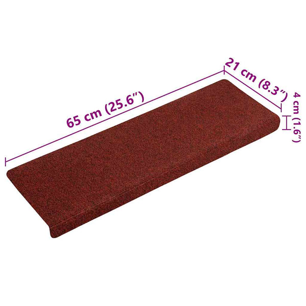 Stufenmatten Selbstklebend 15 Stk. 65x21x4 cm Bordeauxrot Rechteckiger Rand
