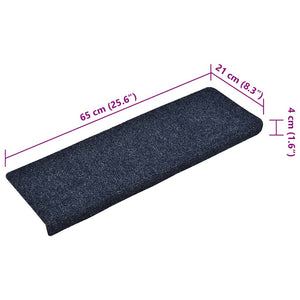 Stufenmatten Selbstklebend 15 Stk. 65x21x4 cm Blau Rechteckiger Rand