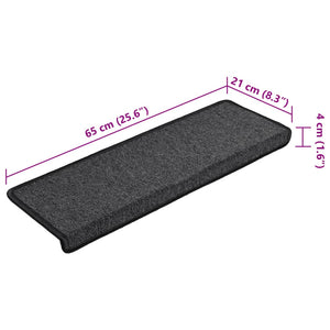 Stufenmatten 15 Stk. 65x21x4 cm Anthrazit Rechteckiger Rand