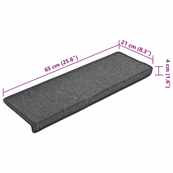 Stufenmatten 15 Stk. 65x21x4 cm Dunkelgrau Rechteckiger Rand