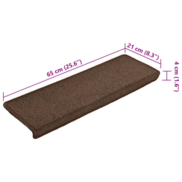 Stufenmatten 15 Stk. 65x21x4 cm Braun Rechteckiger Rand