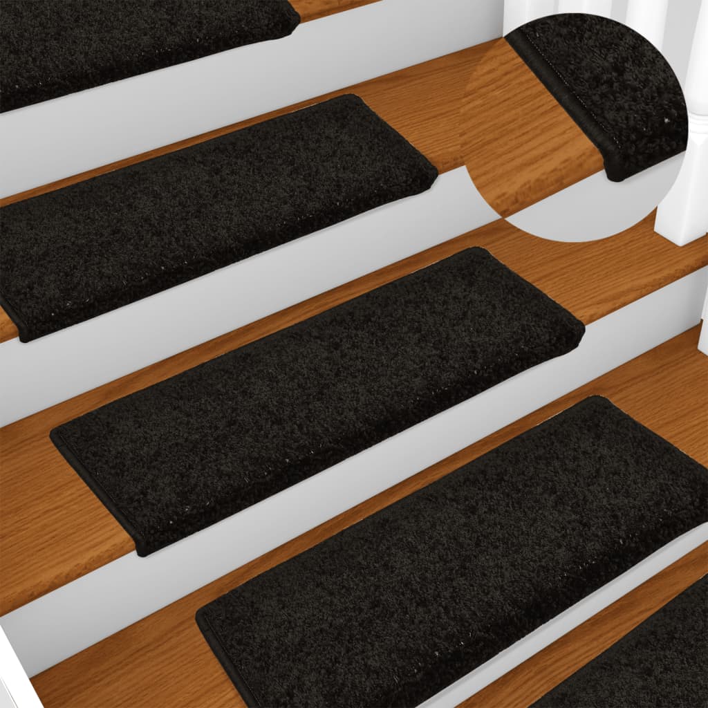 Stufenmatten 15 Stk. 65x21x4 cm Schwarz Rechteckiger Rand