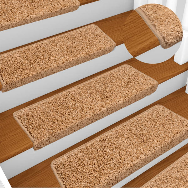 Stufenmatten 15 Stk. 65x21x4 cm Beige Rechteckiger Rand