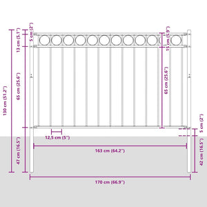 Gartenzaun ASSEN Stahl 1,7 x 0,8 m Schwarz