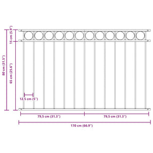 Zaunelement ASSEN Stahl 1,7 x 0,8 m Schwarz