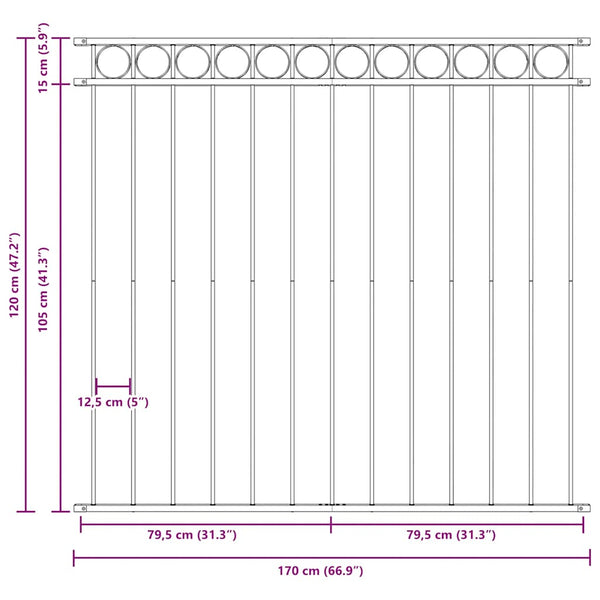 Zaunelement ASSEN Stahl 1,7 x 1,2 m Schwarz