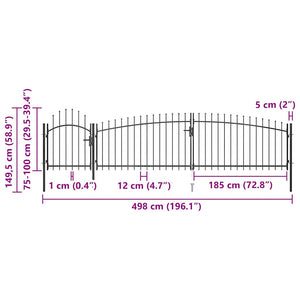 Gartentor Woerden mit Speerspitze 5x1 m Schwarz
