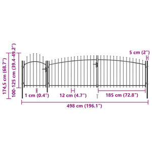 Gartentor Woerden mit Speerspitze 5 x 1,25 m Schwarz