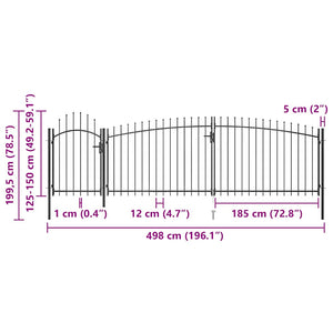 Gartentor Woerden mit Speerspitze 5x1,5 m Schwarz